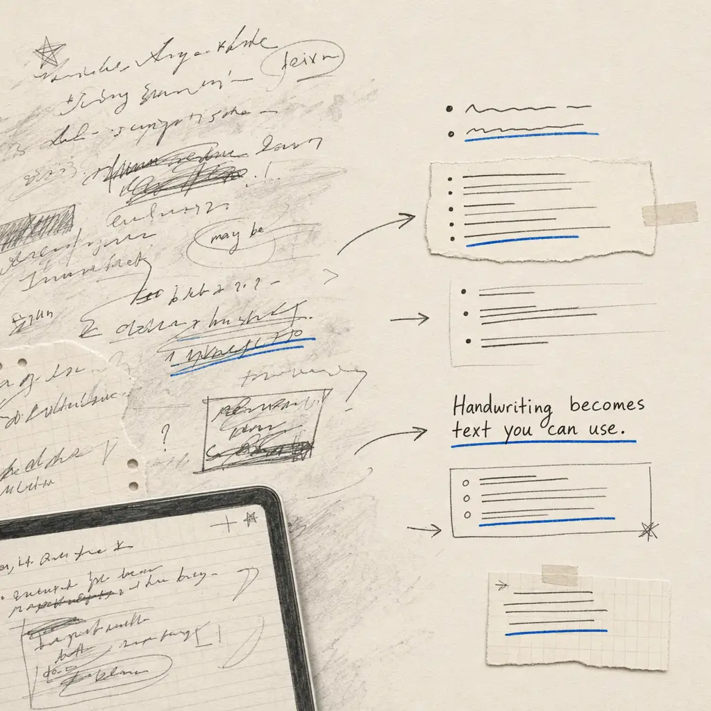 How do you convert handwriting to text in Notability?