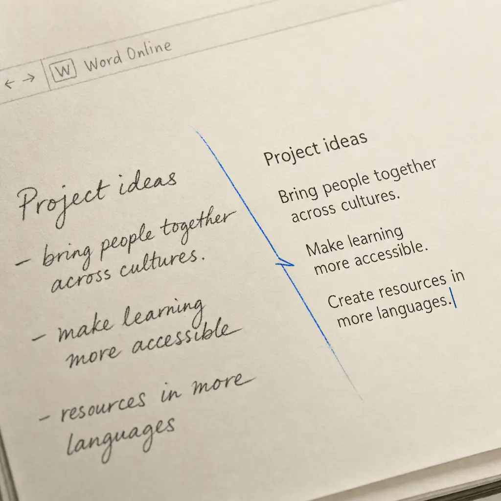 How to convert handwriting to text in Word online?