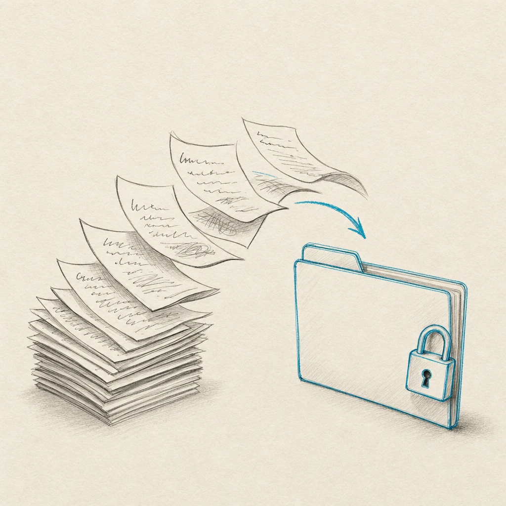 Scanned pages transferring into a secure private folder