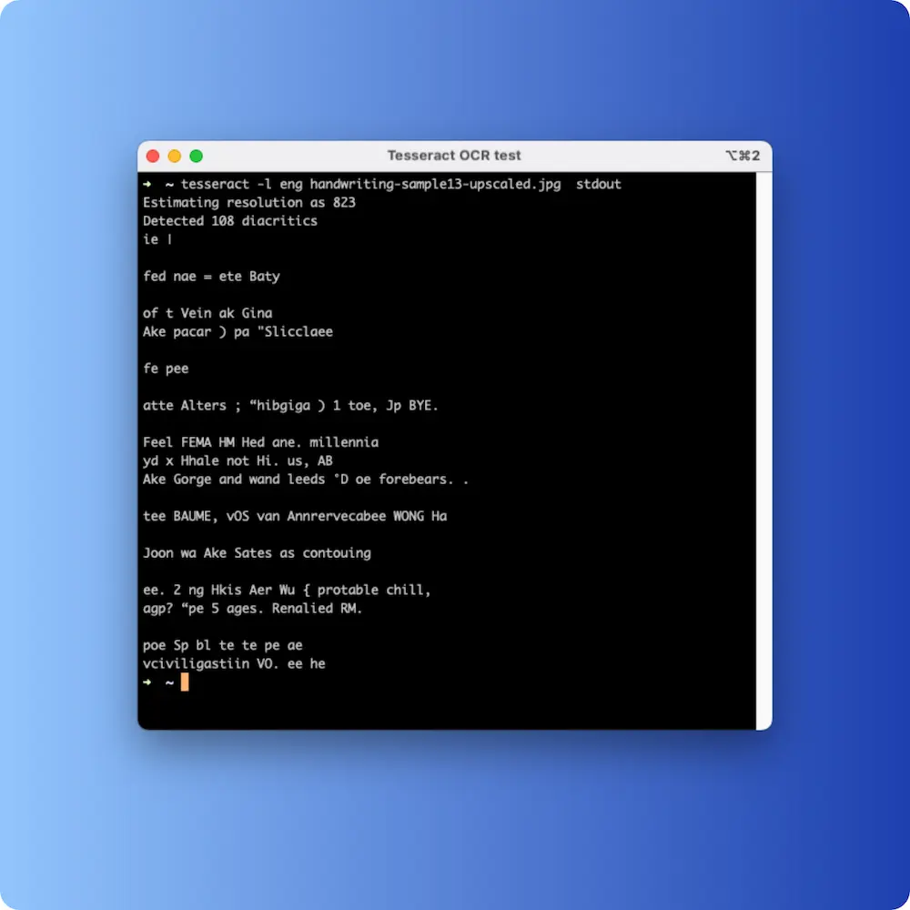 Tesseract result.