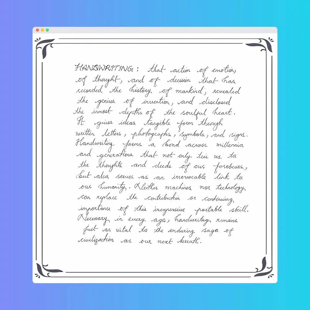 The reference handwriting sample.